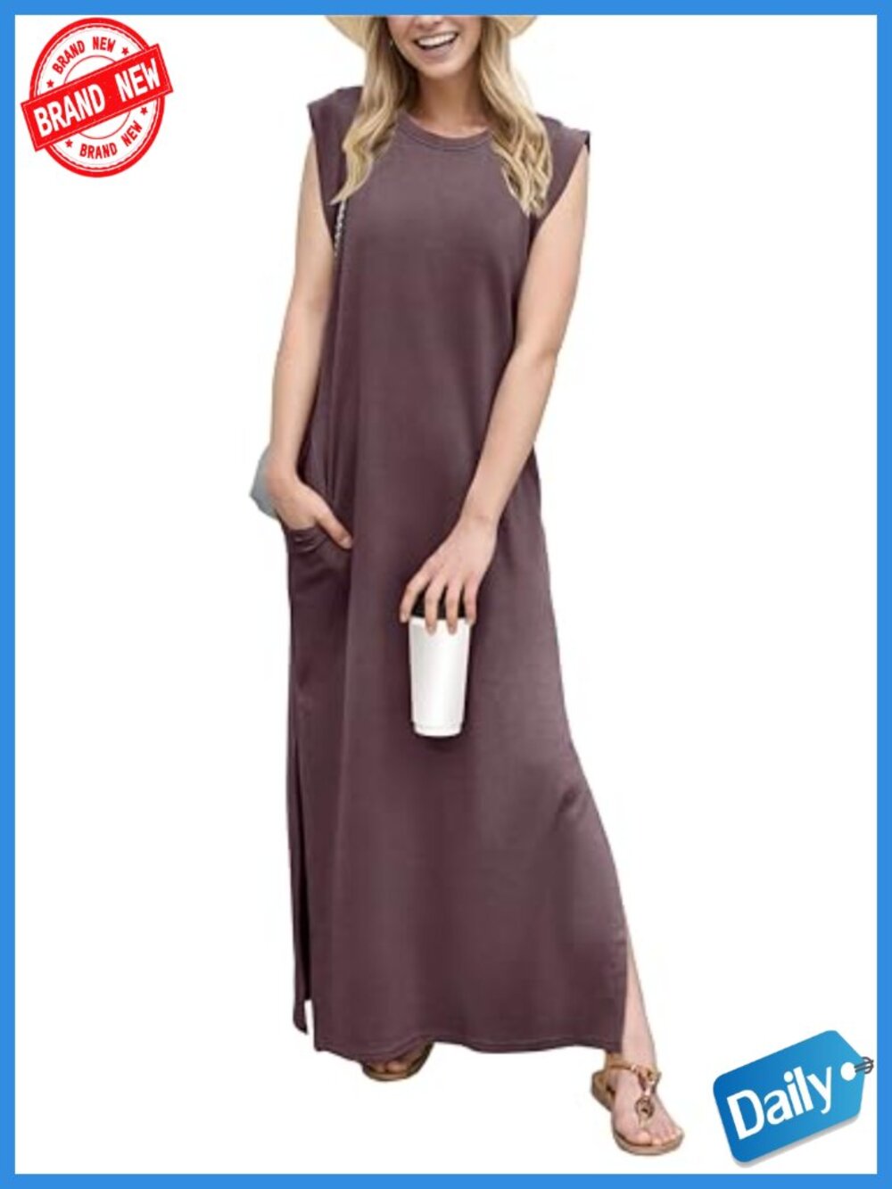 Maxi Vacation Dress with Pockets Wrinkle-Free Shift